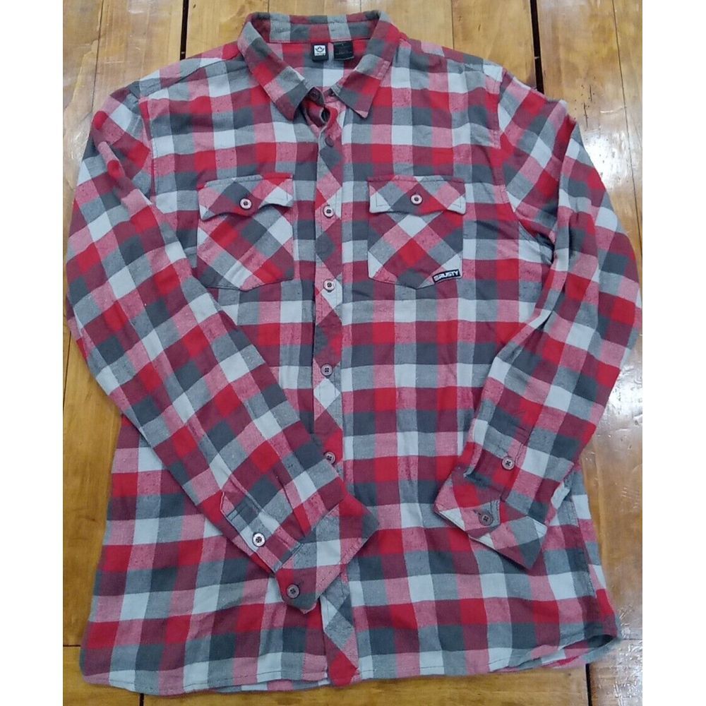 Mens Black and Red Flannel Lumber Jack Shirt Size Large 100% Cotton